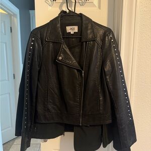 Jack by BB Dakota Women's Black Studded Leather Jacket